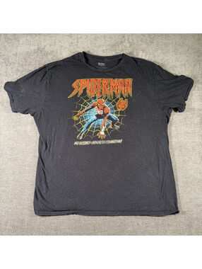 Marvel Spider-Man Graphic T-Shirt Black 2XL Vintage Style